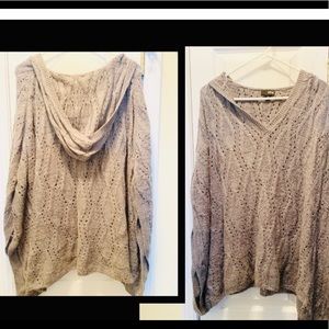Gray Hooded Sweater Poncho (S/M)